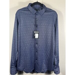 NWT Barabas Mens Large Casual Blue Diamond Print Button Shirt MSRP $128 (K)